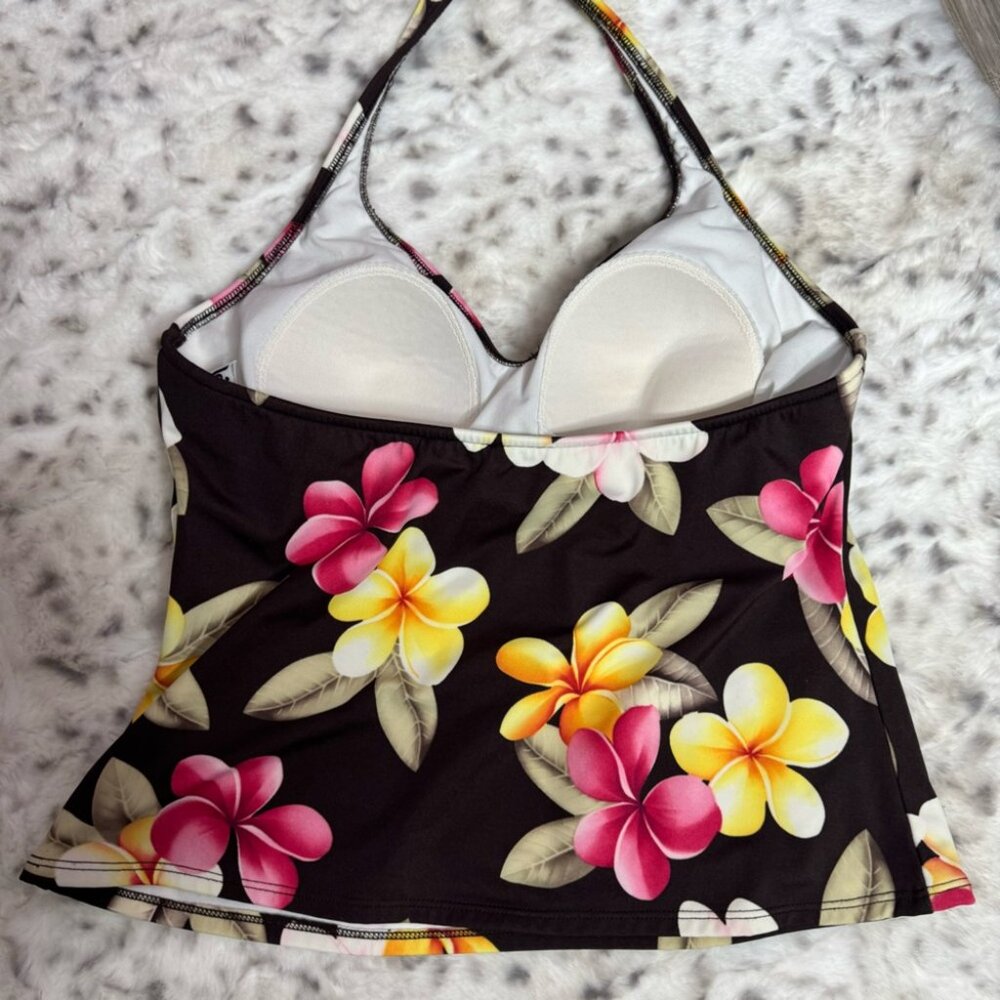 Leiloni tank top Hawaii flowers plumeria embroidered beads tankini shirt beach - Picture 7 of 8